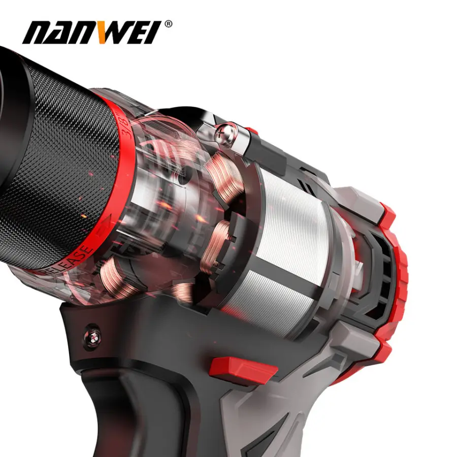Nanwei Brushless Cordless Battery Rated Voltage 21V Power Tools Set 13mm Lithium Drill — view 4