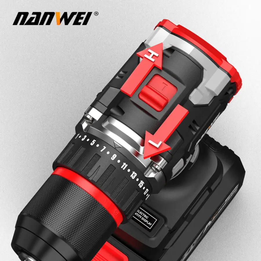 Nanwei Brushless Cordless Battery Rated Voltage 21V Power Tools Set 13mm Lithium Drill — view 5