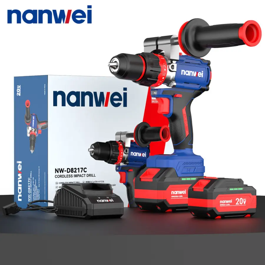 NANWEI 8217C 20V Industrial Electric Impact Screw Driver Wholesale Durable Rechargeable Handy Cordless Power Drill — image 3