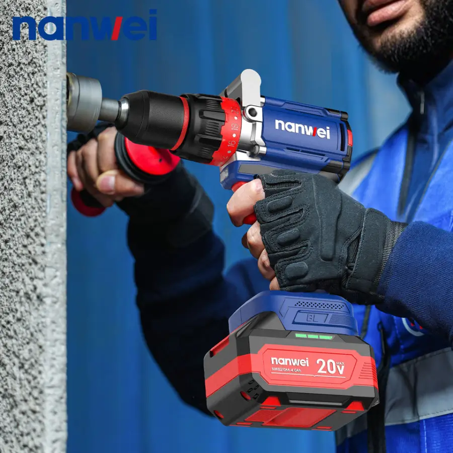 NANWEI 8217C 20V Industrial Electric Impact Screw Driver Wholesale Durable Rechargeable Handy Cordless Power Drill — image 6