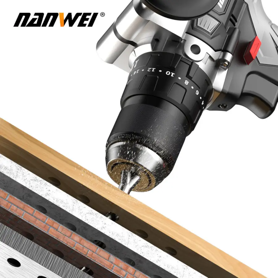 NANWEI Best Sales Power Drills 20V High Torque 13mm Metal Chuck Cordless Impact Drill Power Screw Drivers — image 3