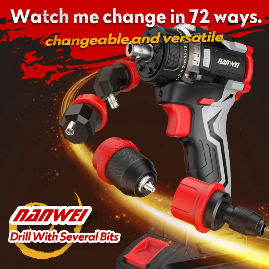 NANWEI D5219P Industrial Keyless Chuck Brushless Cordless Impact Drill Power Multi-Head Drilling Machine — image 3