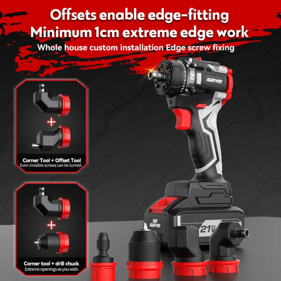 NANWEI D5219P Industrial Keyless Chuck Brushless Cordless Impact Drill Power Multi-Head Drilling Machine — image 6