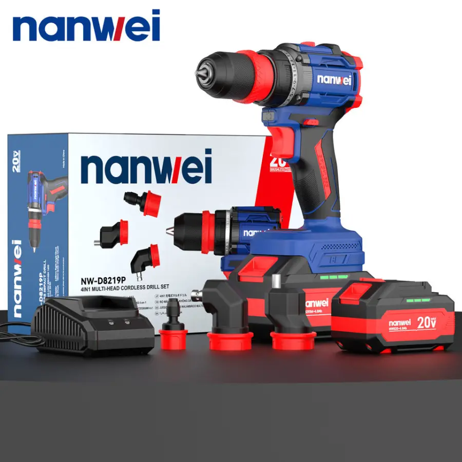 NANWEI 8219P 20V Cordless Power Drill Set 4 in 1 Multi-Functional Electric Screwdriver with Brushless Head — view 1