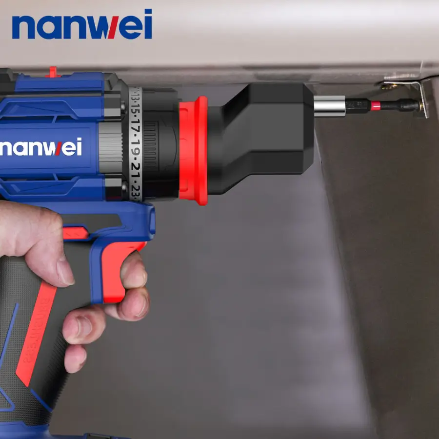 NANWEI 20V 4-IN-1 Compact Size Multi-Head Cordless Drill Screwdriver Kit with Right Angle/Offset/Drill Attachment — image 4