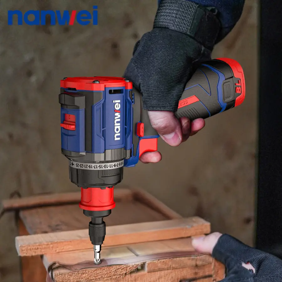 NANWEI Hot Selling Durable 16V Brushless Lithium Battery Variable Speed Multi-head Electric Drill with Conversion Head — image 4