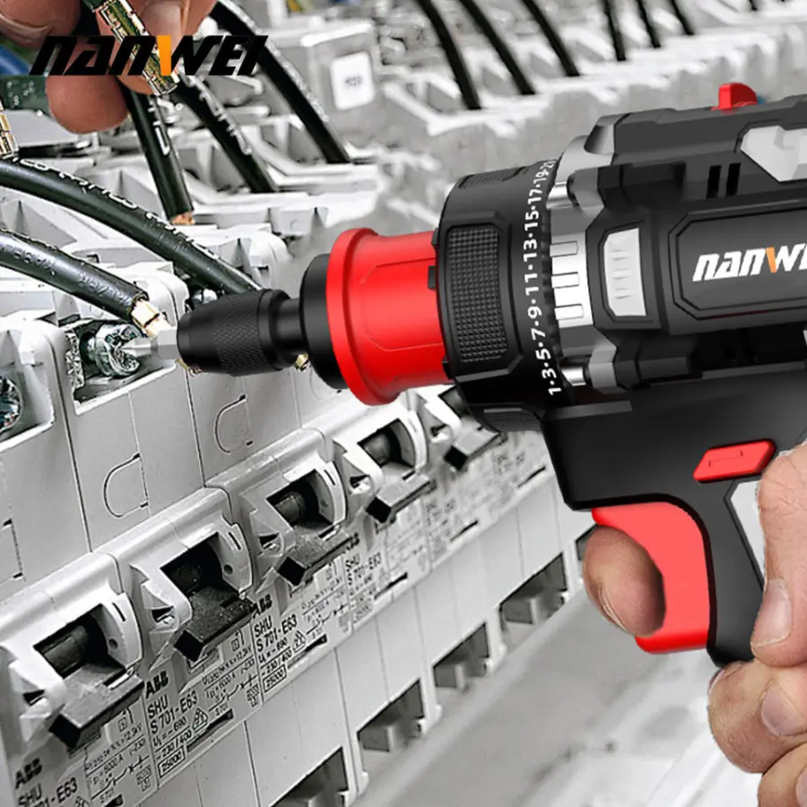 NANWEI D5219P Electric Cordless Drill Machine Good Quality Li-ion Rechargeable Power Tools High Efficiency Hand Drill — view 1