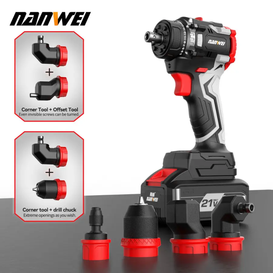 NANWEI D5219P Electric Cordless Drill Machine Good Quality Li-ion Rechargeable Power Tools High Efficiency Hand Drill — image 3