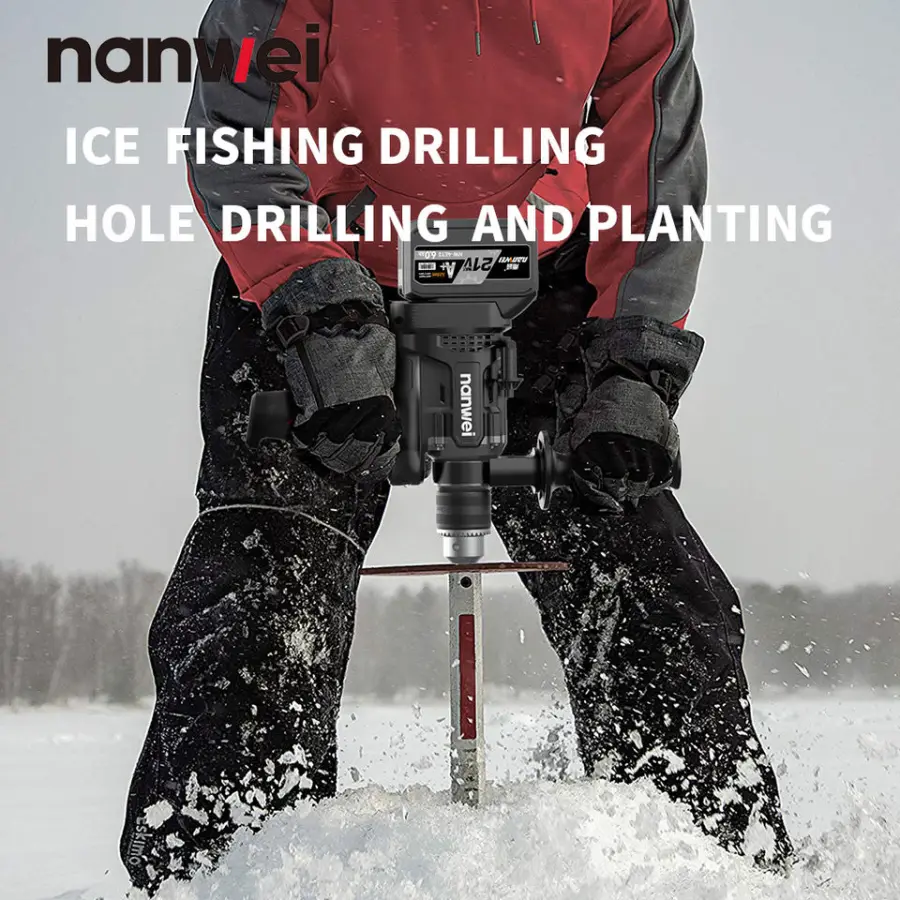 NANWEI High Power Cordless Impact Drill 220N.m Ice Drill Machine Brushless Fishing Drill — image 3