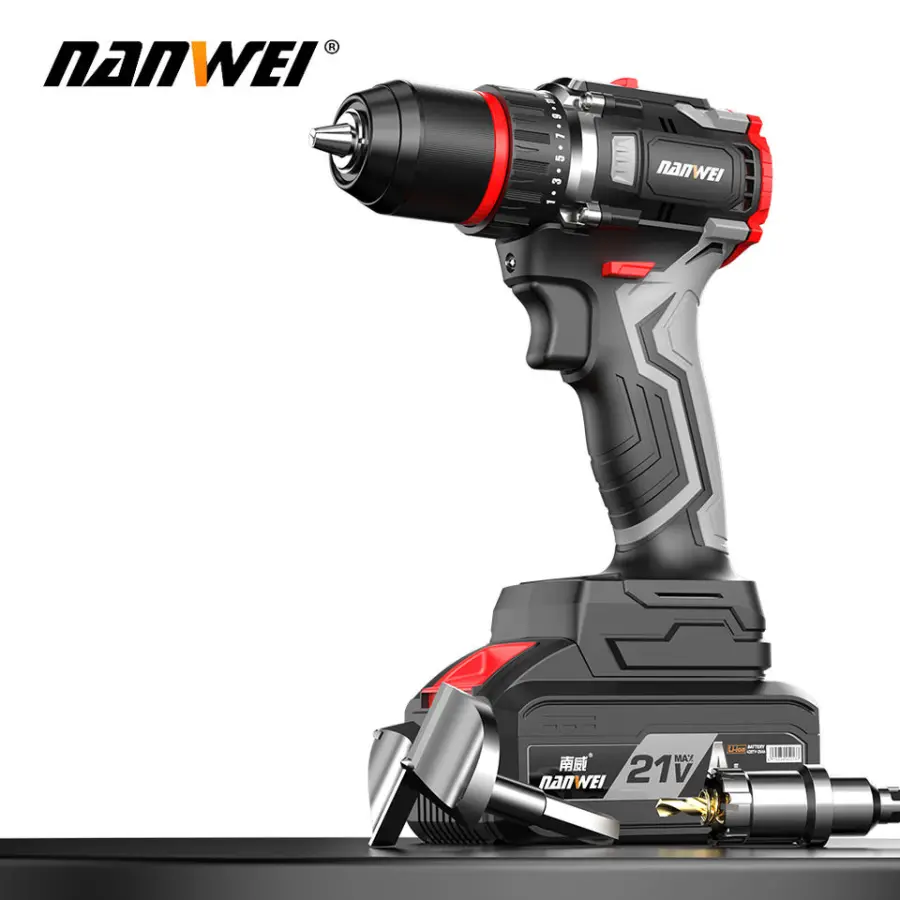 NANWEI D5216 20V Variable Speed 13MM Industrial Tool Drills Cordless Electric Power Drill Set with Battery Charger OEM — view 1