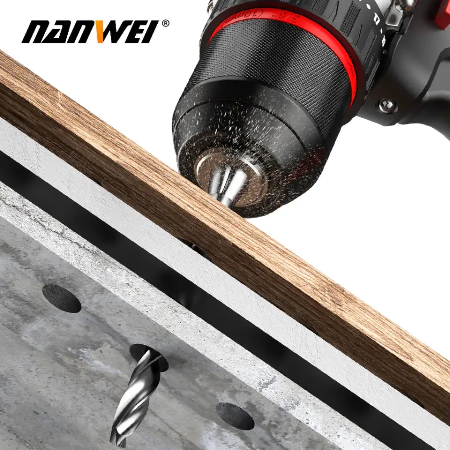 NANWEI D5216 20V Variable Speed 13MM Industrial Tool Drills Cordless Electric Power Drill Set with Battery Charger OEM — image 3