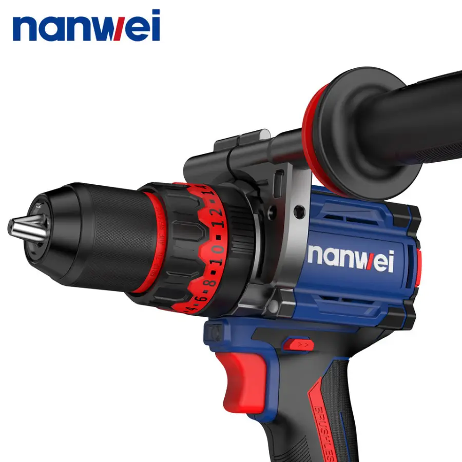 Nanwei For 3 Functions 21V Brushless Impact Cordless Electric Drill Driver LED Light Customizable OEM Support Battery — image 3