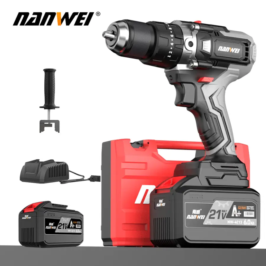 NANWEI 20V 13mm Larger Motor Heavy Quality Battery Cordless Power Tool Kit Electric Impact Drills — view 1
