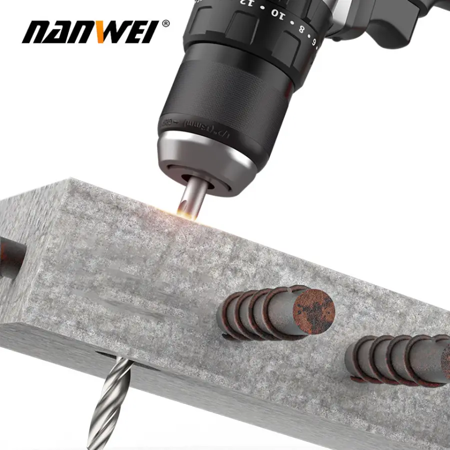 NANWEI 20V 13mm Larger Motor Heavy Quality Battery Cordless Power Tool Kit Electric Impact Drills — image 6