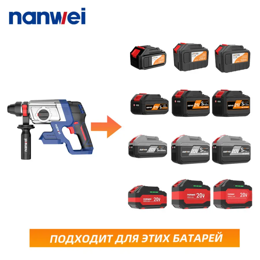 Nanwei Portable DIY Industrial Lithium Battery Harmer Drill Tools Combo Kits Customizable OEM Handheld Brushless Hammer Drill — image 4
