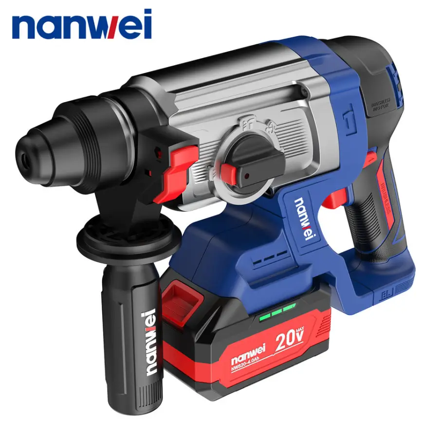 Nanwei Professional Rechargeable Rotary 21v Cordless Hammer Drill with Lithium Battery — image 3