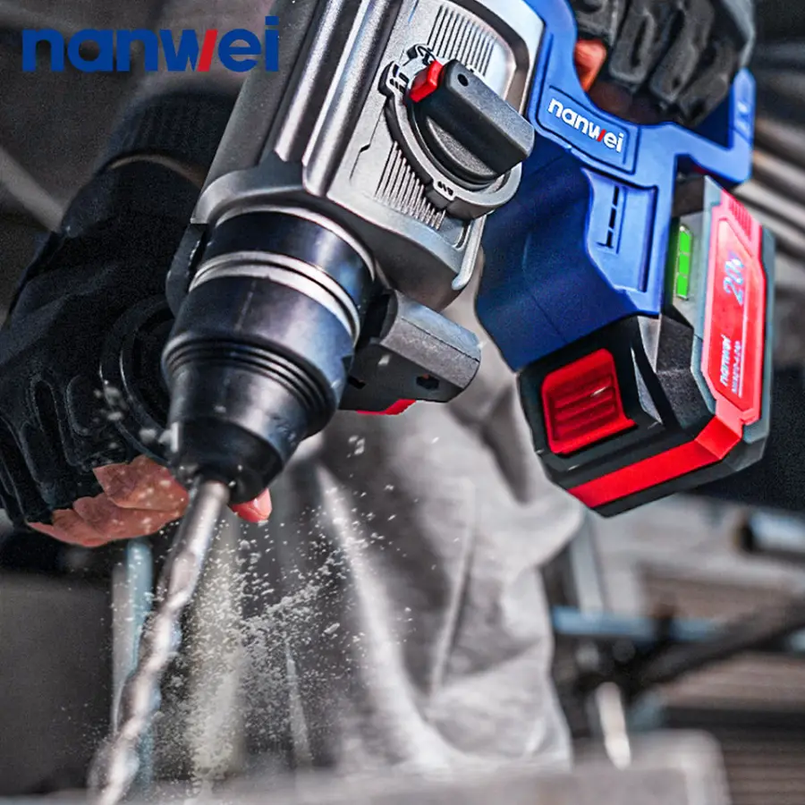 Nanwei Cordless Lithium Battery Perforator Drill Electric Power Hammer Drill Set for Drilling Hole 3 Functions 21V Li-ion — image 3