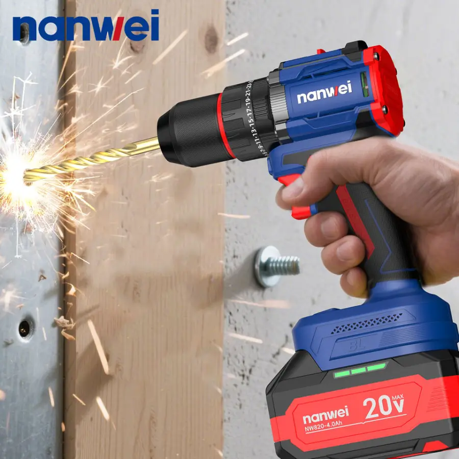 NANWEI Customized Cordless 20V Lithium Battery Power Two-Speed Multifunctional Screwdriver High Torque Drill Hand Drill — view 4