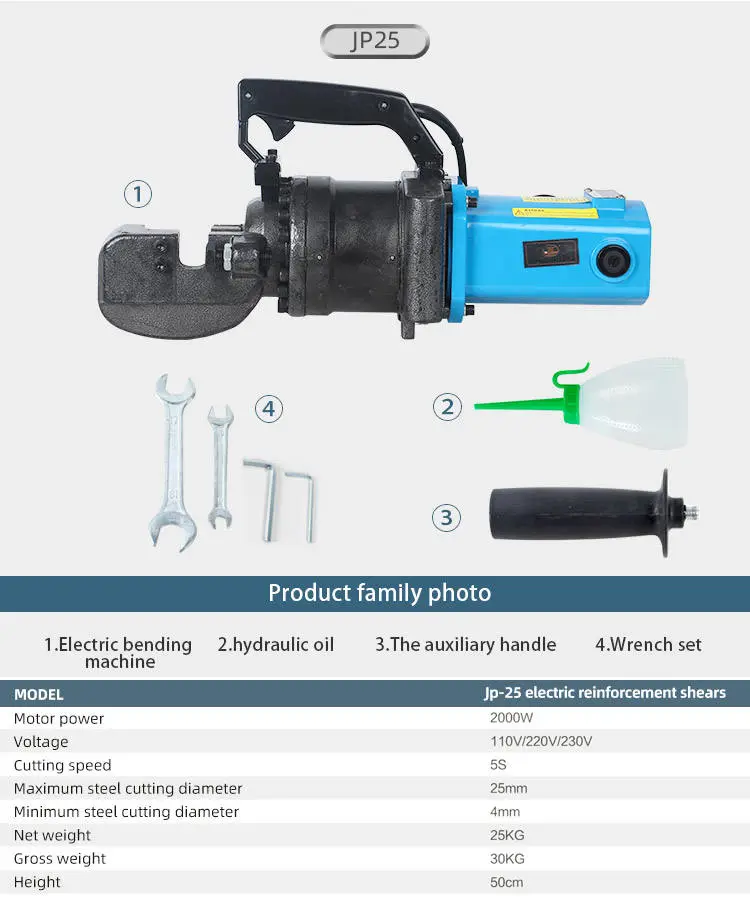 RC-25 Hydraulic Electric Rebar Iron Cutter Portable Automatic Steel Bar Rebar Cutting Machine — image 4
