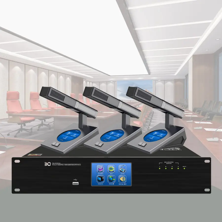 Good Sound Quality Wired Digital Audio Discussion Microphone Conference System with 4.1-inch Circular Full-color Touch Screen — image 2