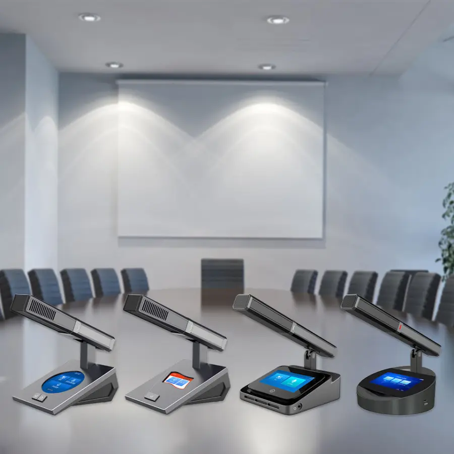 Good Sound Quality Wired Digital Audio Discussion Microphone Conference System with 4.1-inch Circular Full-color Touch Screen — image 3