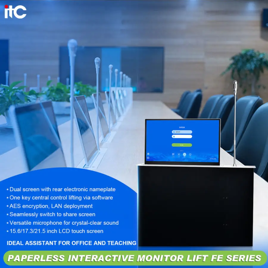 New Paperless Conference System 15.6/17.3/21.5 INCHES Screen Flip up Motorized Monitor Lift — image 3