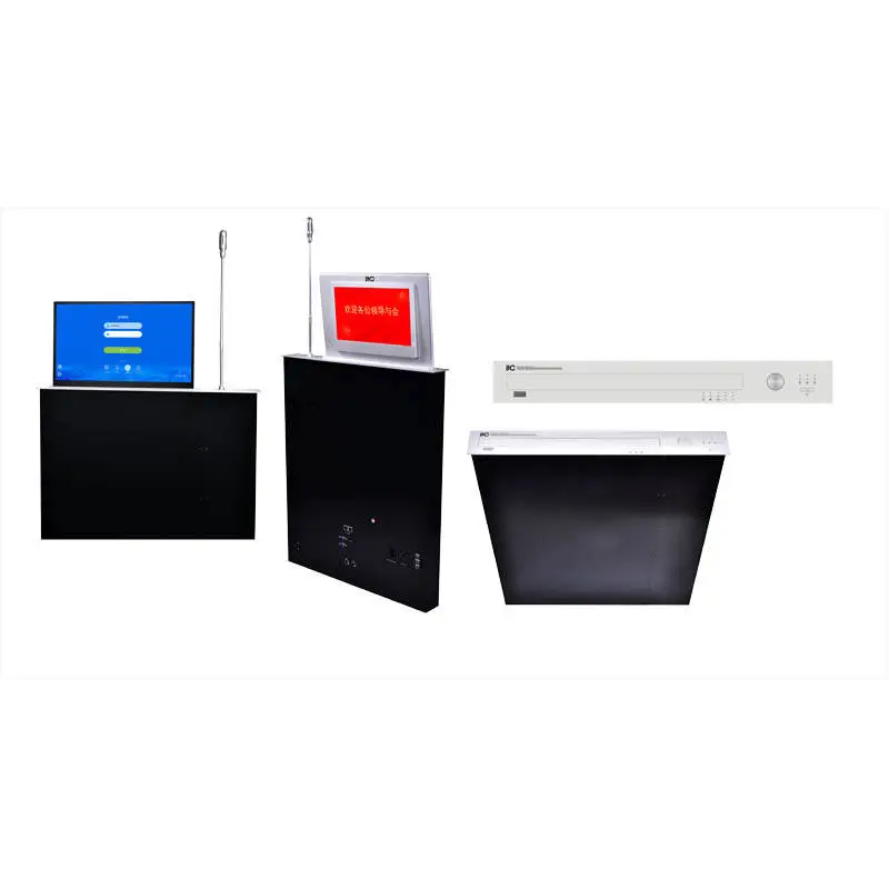 New Hidden Monitor Lift 15.6 Inch Motorized Electric Table LCD Monitor Lifts Paperless Conference System for Office — view 1