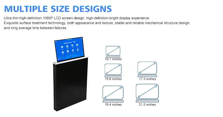New Hidden Monitor Lift 15.6 Inch Motorized Electric Table LCD Monitor Lifts Paperless Conference System for Office — image 4