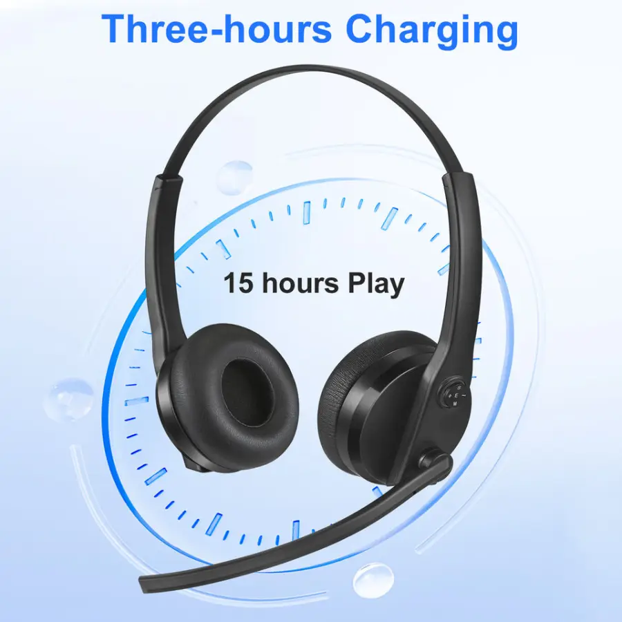 Wireless Over Ear Bluetooth Headset with Noise Cancelling Microphone for Office Remote Work — image 4
