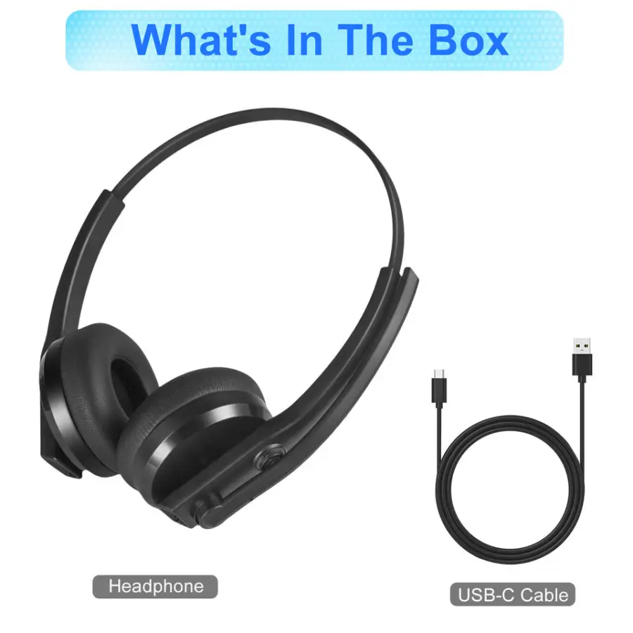 Wireless Bluetooth Headset ENC Noise Canceling Microphone 14H Playtime Over-Ear Headphones with Mute Button for PC Laptop Phone — image 5