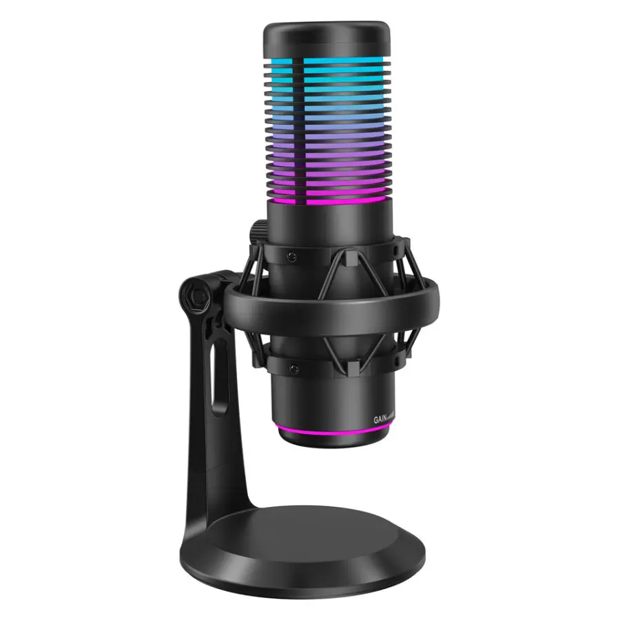 Condenser Microphone with RGB Light, Professional Streaming Mic 192kHz/24bit Cardioid/Omnidirectional for PC Mac Gaming — view 1