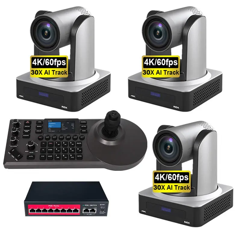 MC550 4K 60FPS 30X Optical Zoom AI PTZ Camera + MKB20 Controller Bundle Professional Live Streaming Church Studio Video — view 1