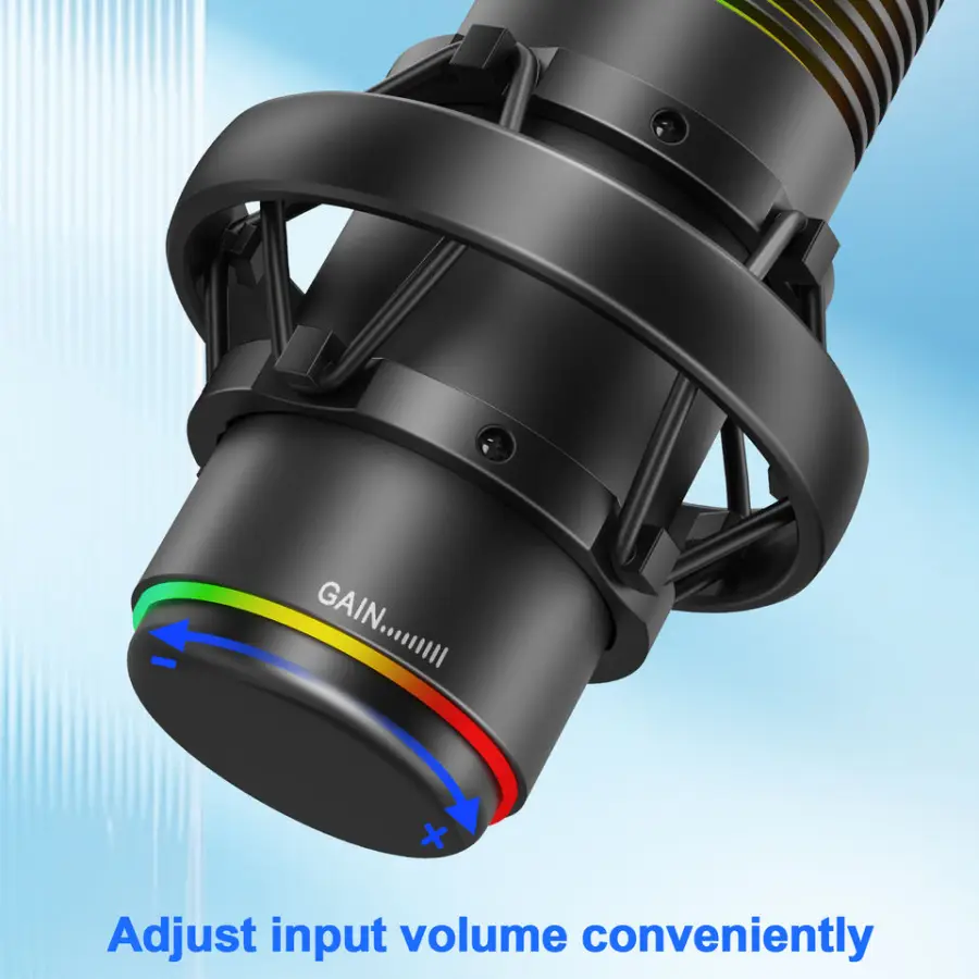 Condenser Microphone with RGB Light, Professional Streaming Mic 192kHz/24bit Cardioid/Omnidirectional for PC Mac Gaming Podcast — image 3