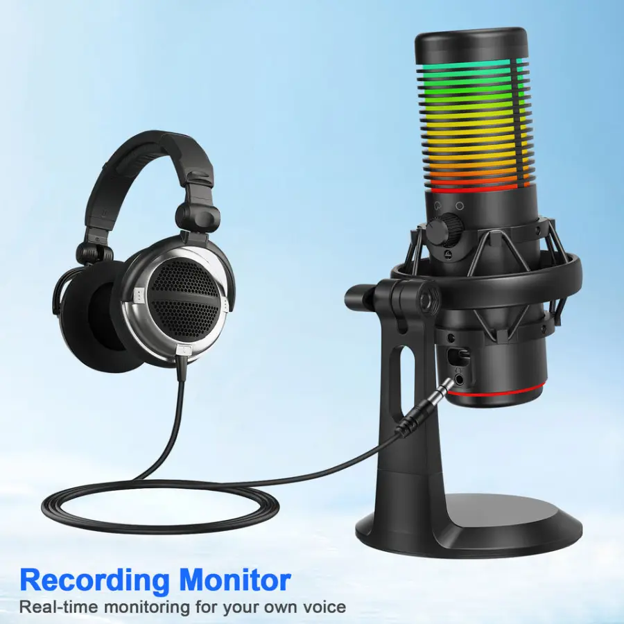 Condenser Microphone with RGB Light, Professional Streaming Mic 192kHz/24bit Cardioid/Omnidirectional for PC Mac Gaming Podcast — image 4