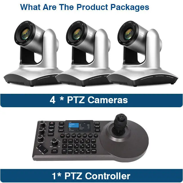 4K PTZ Video Conference System Bundle = 3 Cameras +1 Joystick Controller 20x Zoom NDI for Large Room Live Streaming Classrooms — image 3