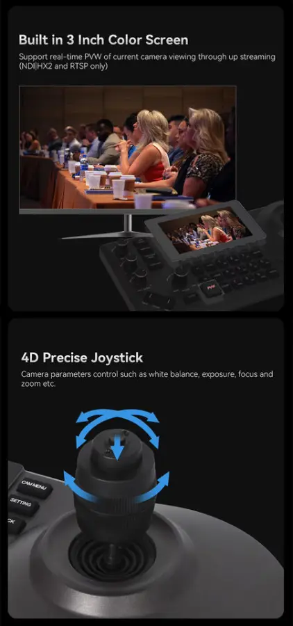 4K 20X Zoom AI Tracking Auto Frame PTZ Camera System Kit=4 Cameras+1 POE Controller for Church Live Streaming Video Conferencing — image 7