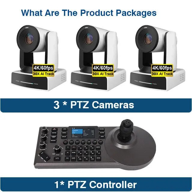 3x MC630 + MKB20 PTZ Camera Kit 4K60fps AI Tracking Broadcast System PoE HDMI/SDI/NDI/USB 30x Optical Zoom — image 3