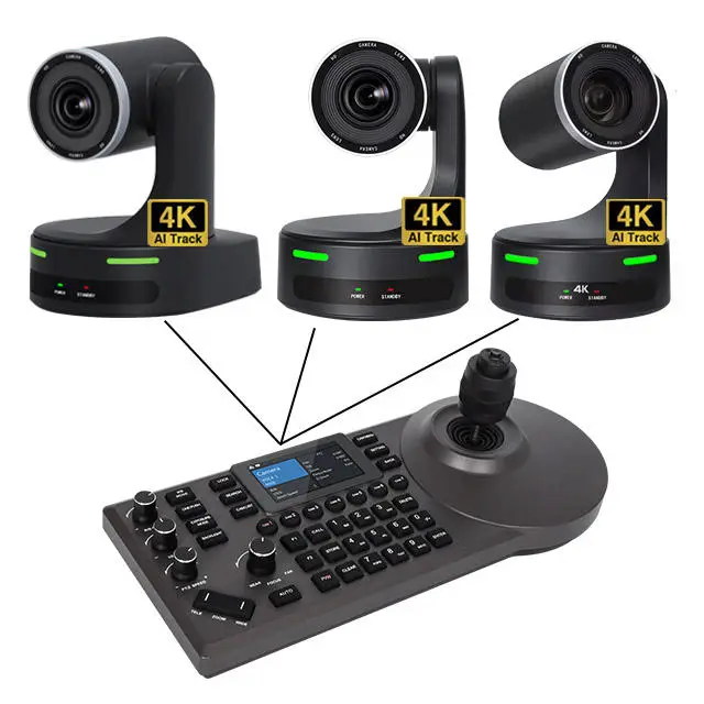4K NDI Camera 20x Optical Zoom AI Auto-Tracking PTZ Camera(3pcs) + PoE PTZ Controller NDI PTZ Bundle — view 1