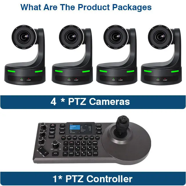 4K NDI Camera 20x Optical Zoom AI Auto-Tracking PTZ Camera(3pcs) + PoE PTZ Controller NDI PTZ Bundle — image 3
