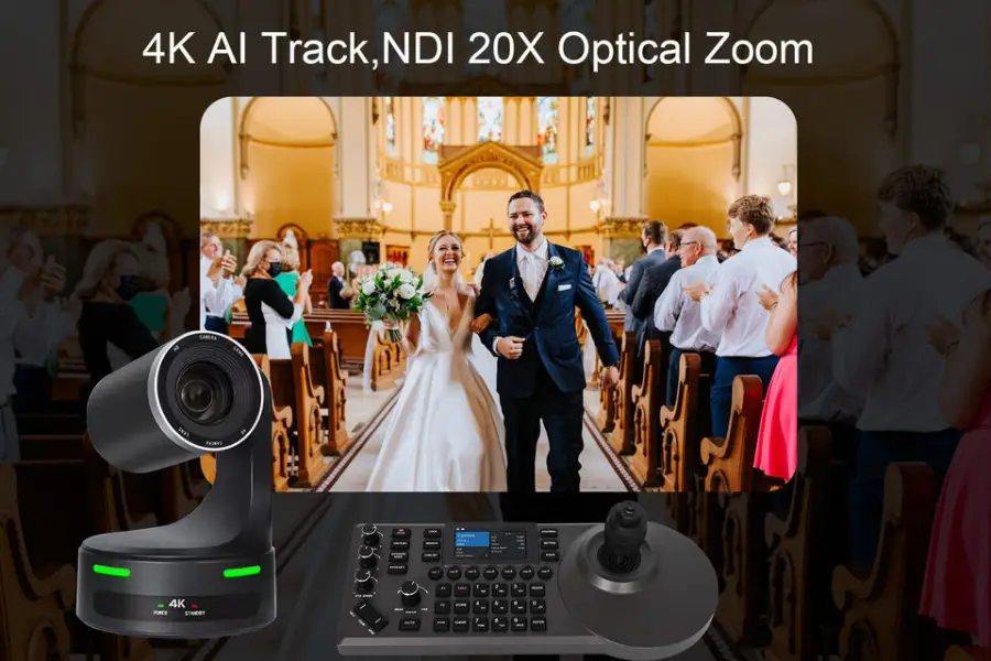 4K NDI Camera 20x Optical Zoom AI Auto-Tracking PTZ Camera(3pcs) + PoE PTZ Controller NDI PTZ Bundle — image 7