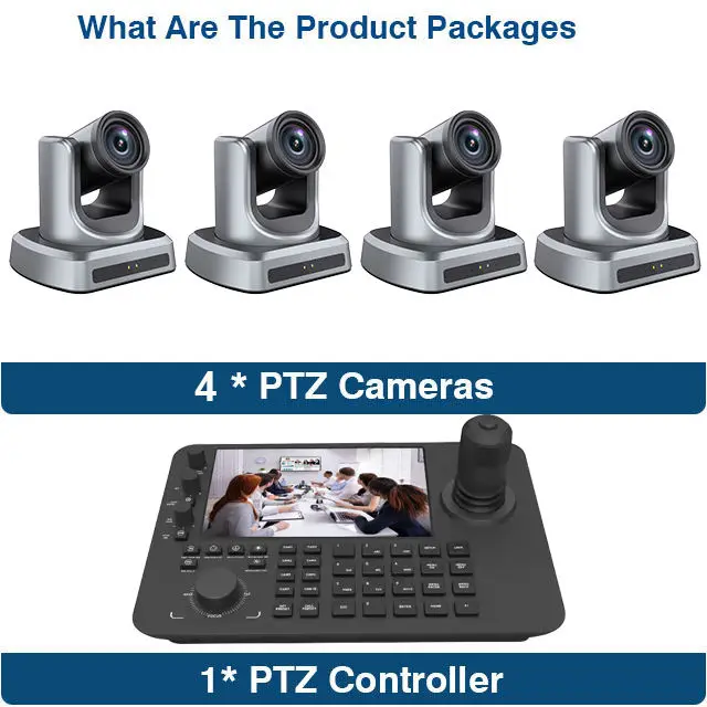 Ultra 4K Camera Kit IP POE NDI HD MI 12X/20X PTZ Camera Bundle With 7 Inch Screen Controller Joystick Video Mixer Switcher — image 3