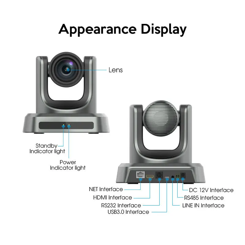 4K PTZ Conference Camera Group Broadcast Bundle 3 Pcs with 20X AI Tracking and POE Switch Video Conference System — image 3