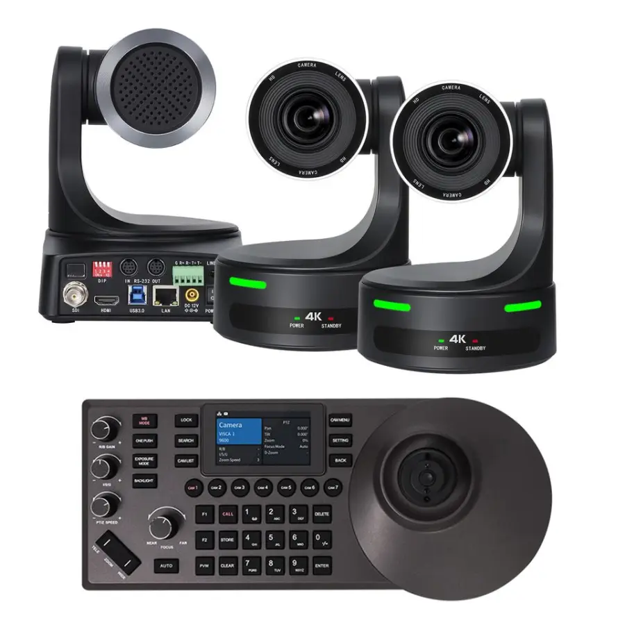 4K 20X NDI PTZ Camera Bundle 4D Joystick PTZ Controller 3G-SDI IP PoE Controller Keyboard PTZ Camera — view 1