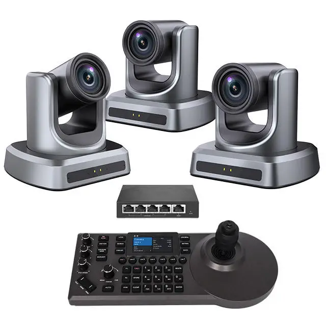 4K 20X Optical Zoom PTZ Camera (3pcs) With Auto-Tracking, PTZ Controller PoE 3" LCD Screen Preview PTZ Bundle for Church — view 1