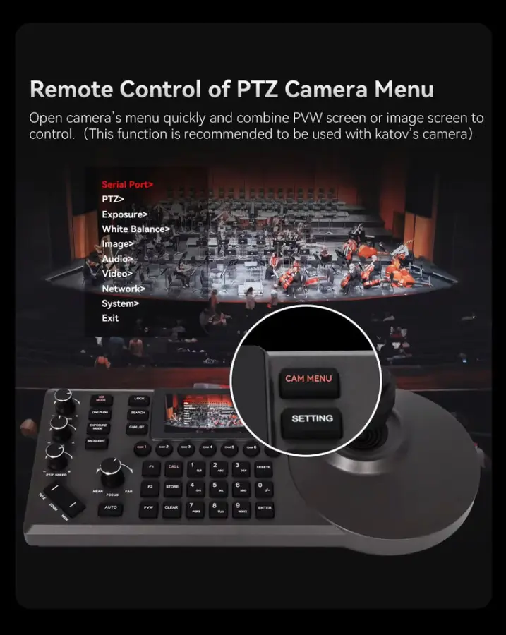 4K 20X Optical Zoom PTZ Camera (3pcs) With Auto-Tracking, PTZ Controller PoE 3" LCD Screen Preview PTZ Bundle for Church — image 6