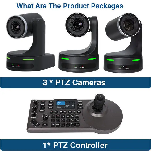 4K PTZ Camera Conference System 4K 20X Optical Zoom PTZ Camera + 4D Joystick Controller for Video Recording Broadcast Livestream — image 3