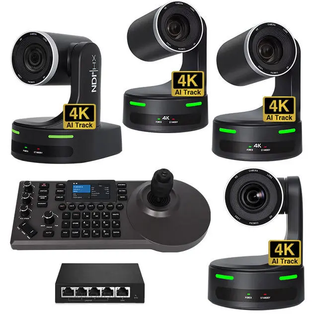 Camera PTZ Broadcast System 4K 30fps 20X Optical Zoom Cameras & 4D Joystick Controller for Studio Live Production Large — view 1