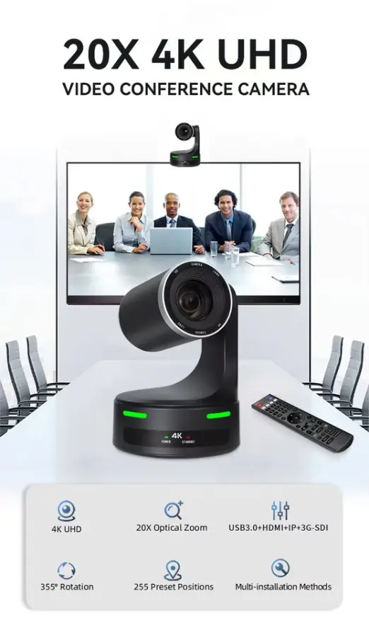 Camera PTZ Broadcast System 4K 30fps 20X Optical Zoom Cameras & 4D Joystick Controller for Studio Live Production Large Venues — image 4