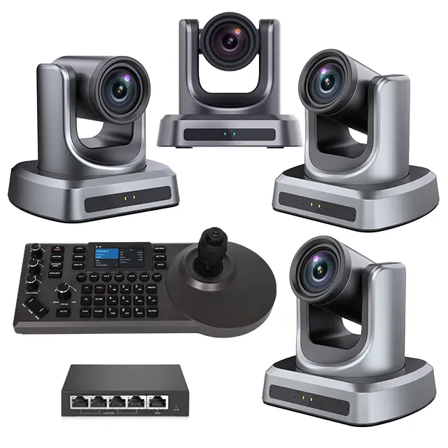 4K AI Tracking NDI PTZ Camera Bundle Kits - 3* Cameras + 1*PTZ Cameras Joystick Controller for Live Streaming — view 1
