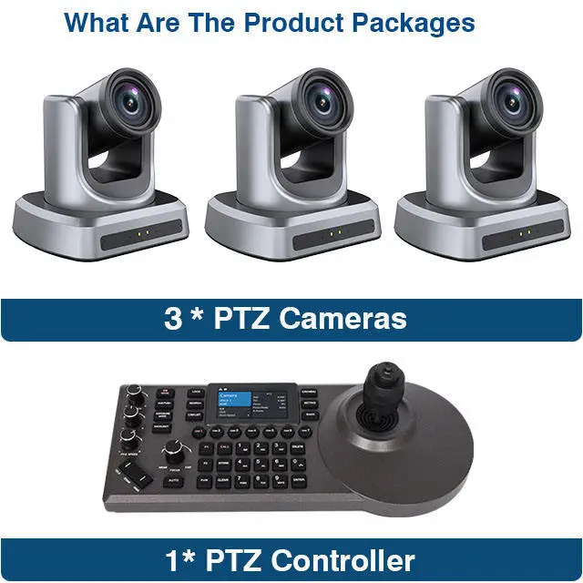 4K Ultra HD Auto Framing PTZ Camera Kit Auto Tracking Cameras Controller Bundle for Church Worship Live Streaming Conference — image 3
